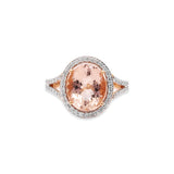 Natural Morganite With Diamond Cocktail Ring In 18k Rose Gold