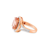 Natural Morganite With Diamond Cocktail Ring In 18k Rose Gold