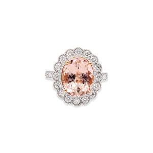 Molto Bello Gems Natural Morganite With Diamond Floral Ring In 18k Rose Gold