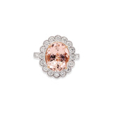 Molto Bello Gems Natural Morganite With Diamond Floral Ring In 18k Rose Gold