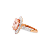 Molto Bello Gems Natural Morganite With Diamond Floral Ring In 18k Rose Gold