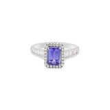 Latest Natural Tanzanite With Diamond 18k White Gold Ring