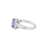 Latest Natural Tanzanite With Diamond 18k White Gold Ring