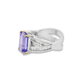 18k White Gold Natural Tanzanite With Diamond Ring