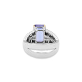 18k White Gold Natural Tanzanite With Diamond Ring