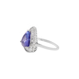 Trillion Cut Natural Tanzanite With Diamond Ring In 18k White Gold