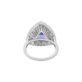 Trillion Cut Natural Tanzanite With Diamond Ring In 18k White Gold