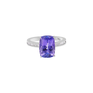 Molto Bello Gems Natural Tanzanite With Diamond Ring In 18k White Gold