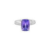 Molto Bello Gems Natural Tanzanite With Diamond Ring In 18k White Gold