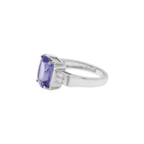 MOLTO BELLO GEMS - Natural Tanzanite With Diamond Ring In 18k White Gold