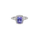 Molto Bello Gems - Natural Tanzanite With Diamond Ring In 18k White Gold