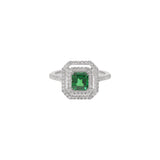 Designer Natural Tsavorite With Diamond Ring In 18k White Gold