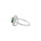 Designer Natural Tsavorite With Diamond Ring In 18k White Gold