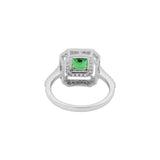 Designer Natural Tsavorite With Diamond Ring In 18k White Gold