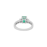 Natural Emerald With Diamond 18k White Gold Ring