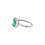 Molto Bello Gems - Natural Emerald With Diamond 18k White Gold Ring