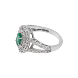 18K White Gold Oval Emerald Gemstone Ring