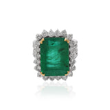 Very Rare Big Emerald Gemstone White Gold Ring