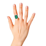 Very Rare Big Emerald Gemstone White Gold Ring