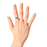 Three Rectangle Emerald Trio White Gold Diamond Ring