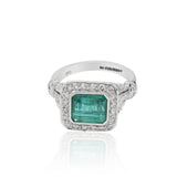 White Gold Emerald Gemstone Rectangle Shape Ring