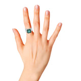 Rare Quality Natural Square Emerald Gemstone Gold Ring