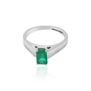 Natural Rectangle Emerald Gemstone Gold Ring