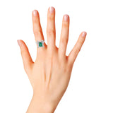 Rectangle Emerald And Round Baguette Diamond Ring