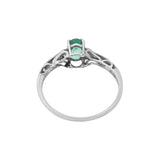18K Solid Gold Oval Emerald And Diamond Ring